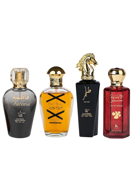 Set 4 Parfumuri Orientale ( 2xDama + 2xBarbat) - Fatima Black + Oud Modern + Tahir + Ser al Abdiah