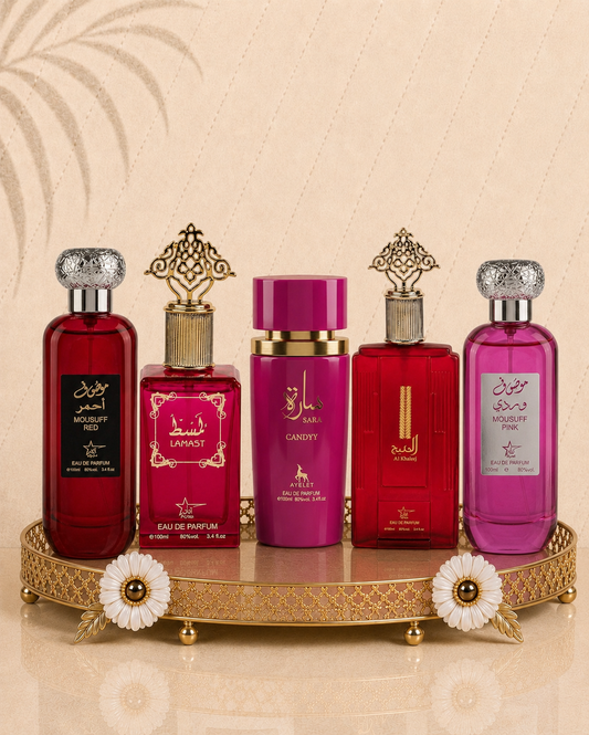 Set 5 Parfumuri Orientale De Dama - Mousuff Red + Al Khaleej + Sara Candy + Lamast + Mousuff Pink