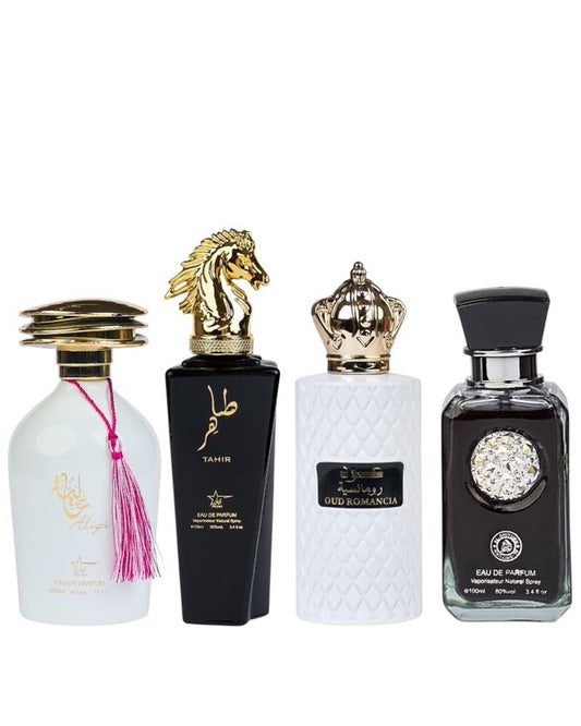 Set 4 Parfumuri Orientale ( 2xDama + 2xBarbat) - Aliya + Tahir + Oud Romancia + Crystal Black