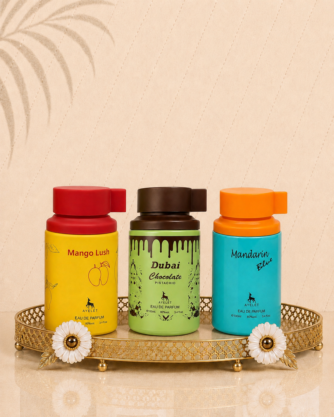 Set 3 Parfumuri Orientale (1x Barbat + 2x Dama) - Mandarin Blue + Mango Lush + Dubai Choco