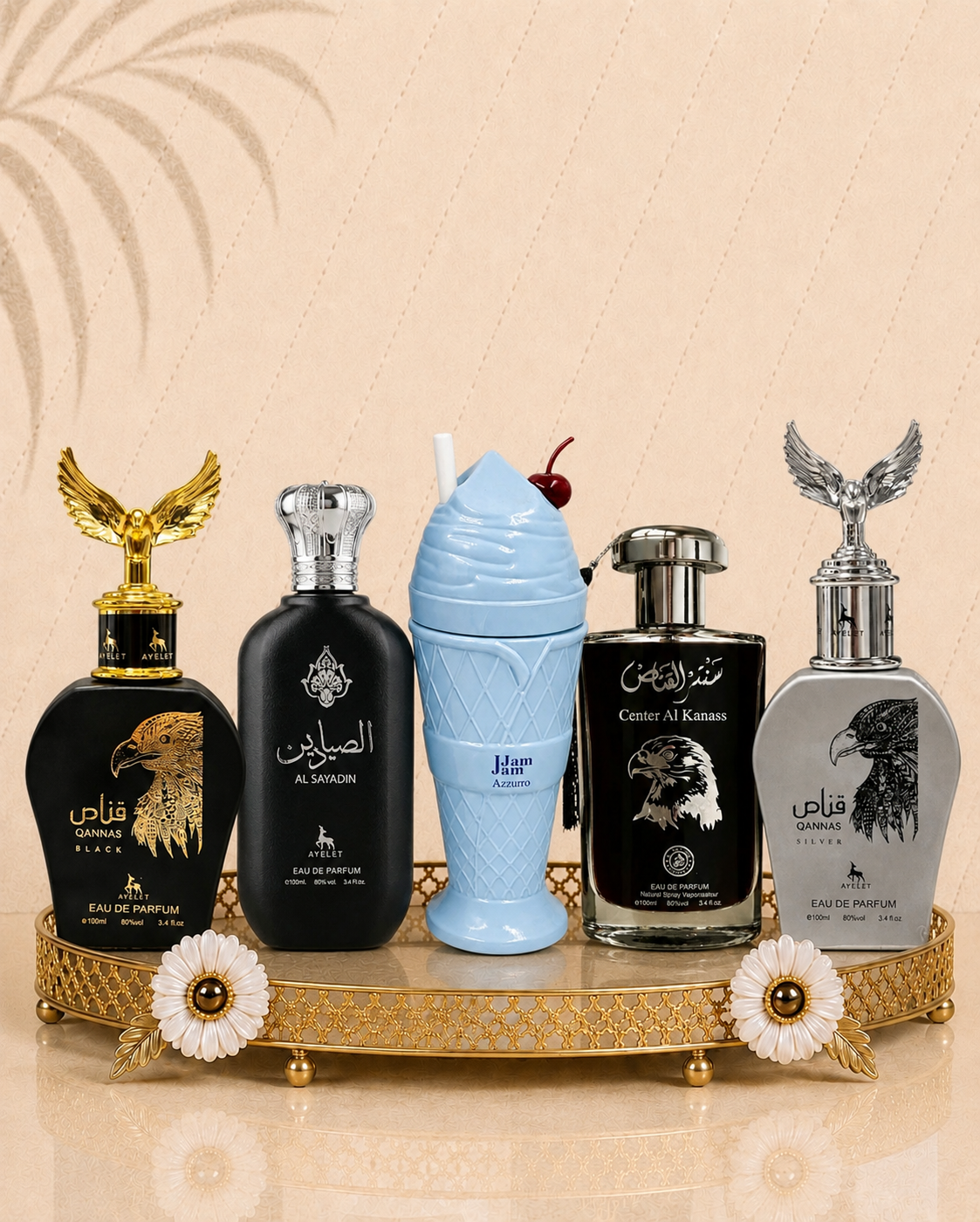 Set 5 Parfumuri Orientale Barbatesti - Qannas Black + Al Sayadin + Jam Jam Azzuro + Center al Kanass Silver + Qannas Silver