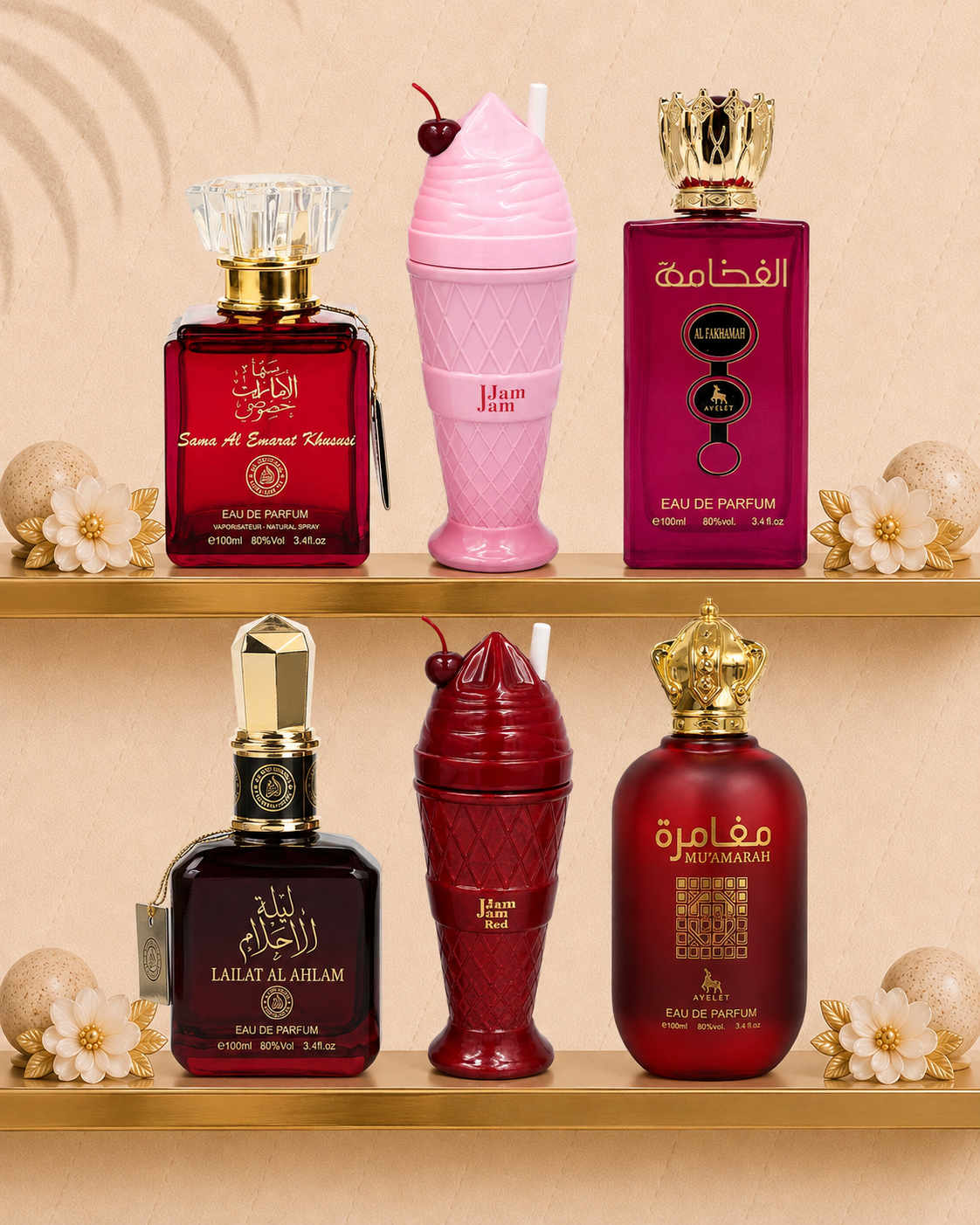 Set 6 Parfumuri Orientale De Dama - Lailat + Sama Al Emarat Khususi+ Mughamarah + Al Fakhamah + Jam Jam Red + Jam Jam Pink