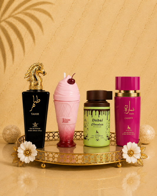 Set 4 Parfumuri Orientale (2x Barbat + 2x Dama) - Tahir + Jam Jam + Dubai Choco + Sara Candy