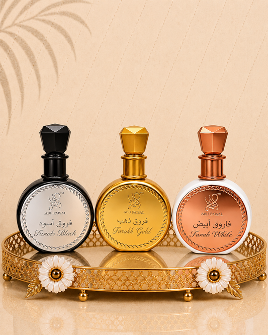 Set 3 Parfumuri Orientale de Dama - Farukh White + Farukh Black + Farukh Gold