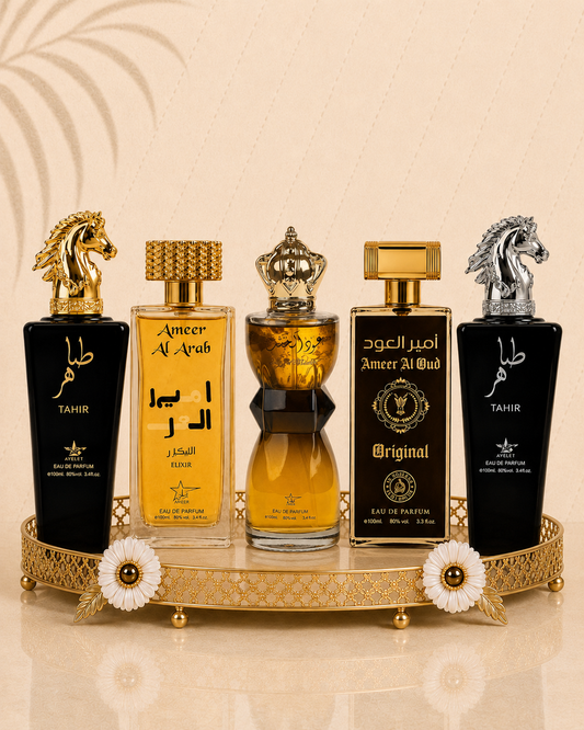 Set 5 Parfumuri Orientale Barbatesti - Tahir Gold + Oud Al Khashab + Tahir Silver + Ameer al Arab Elixir + Ameer Al Oud Original