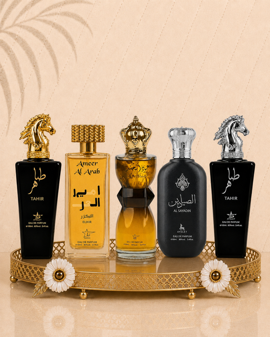 Set 5 Parfumuri Orientale Barbatesti - Tahir Gold + Oud Al Khashab + Tahir Silver + Ameer al Arab Elixir + Ameer Al Oud Original