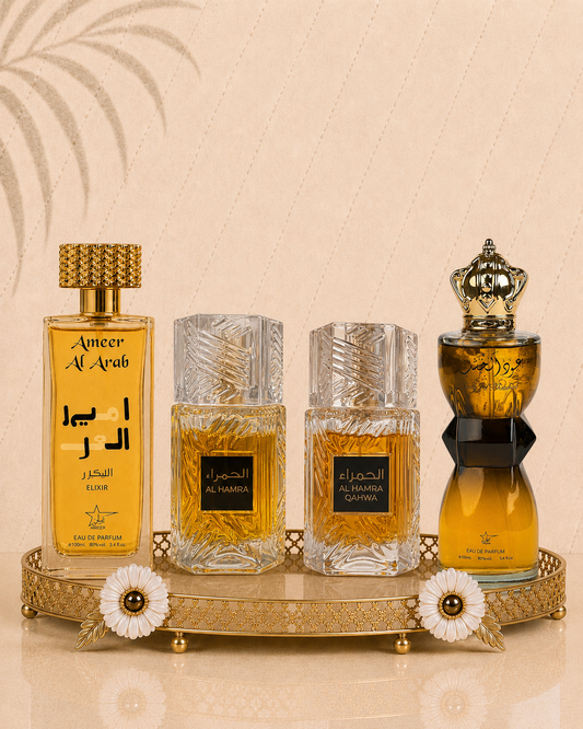 Set 4 Parfumuri Orientale De Barbati - Ameer Arab Elixir + Al Hamra + Al Hamra Qahwa + Oud Al Khashab