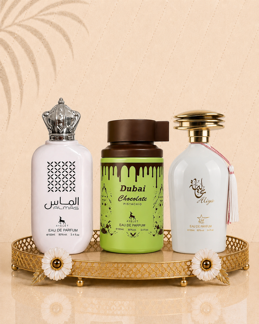 Set 3 Parfumuri Orientale De Dama - Aliya + Dubai Chocolate + Almas