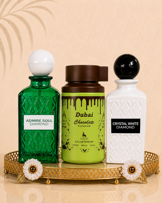 Set 3 Parfumuri Orientale De Barbati - Admire Soul + Dubai Chocolate + Crystal White
