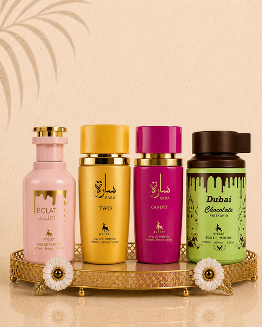Set 4 Parfumuri Orientale de Dama - Eclat + Sara Candy + Sara Two + Dubai Chocolate