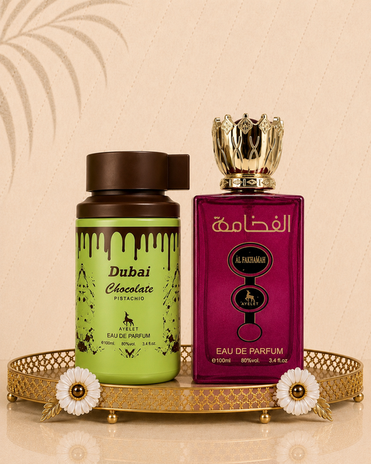 Set 2 Parfumuri Orientale de Dama - Dubai Chocolate + Al Fakhamah