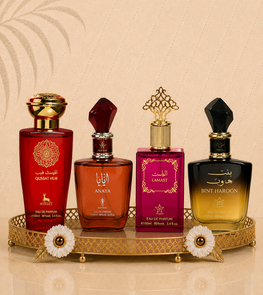 Set 4 Parfumuri Orientale de Dama - Qissat Hub Red + Anaya + Bint Haroon + Lamast