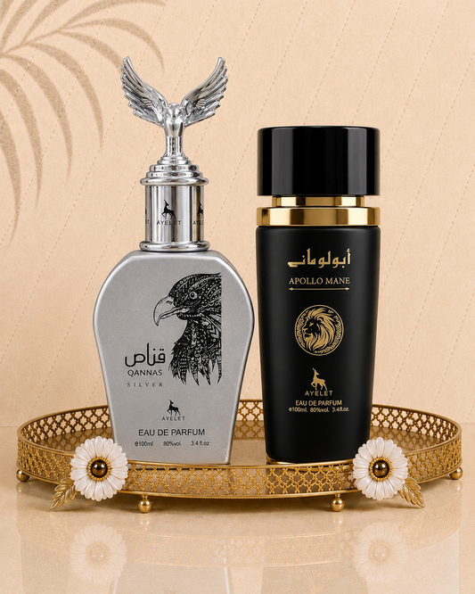 Set 2 Parfumuri Orientale Barbatesti - Apollo Mane Black + Qannas Silver
