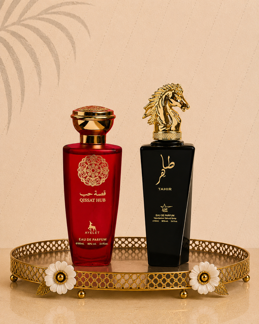 Set 2 Parfumuri Orientale (Dama + Barbat) - Qissat Hub Red + Tahir
