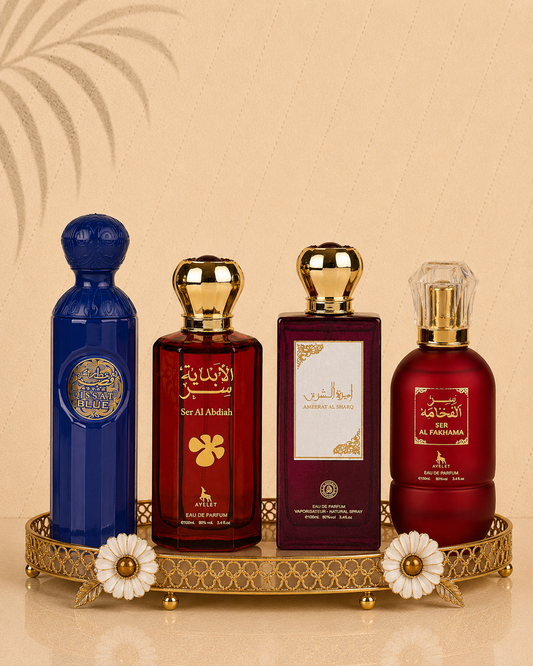 Set 4 Parfumuri Orientale ( 2xDama + 2xBarbat ) - Gissah Blue + Ser Al Abdiah + Amerat Sharq+ Ser Al Fakhama