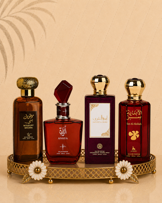 Set 4 Parfumuri Orientale ( 2xDama + 2xBarbat ) - Mousuff Brown + Anaya + Ameerat al Sharq + Ser Al Abdiah