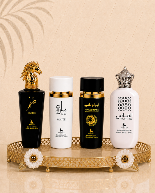 Set 4 Parfumuri Orientale ( 2xDama + 2xBarbat) - Tahir + Sara White + Apollo Black + Almas