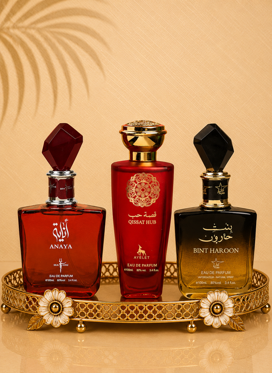 Set 3 Parfumuri Orientale de Dama - Anaya + Qissat Hub  Red + Bint Haroon