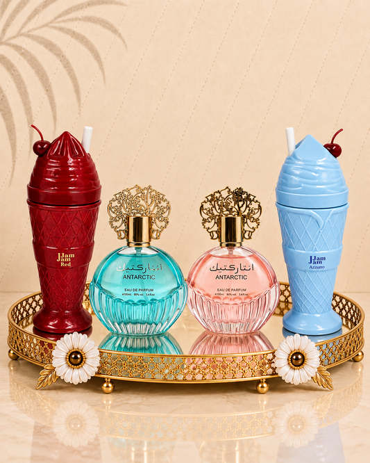 Set 4 Parfumuri Orientale (2x Barbat + 2x Dama) - Antarctic Blue + Jam Jam Red + Jam Jam Azzuro + Antarctic Pink