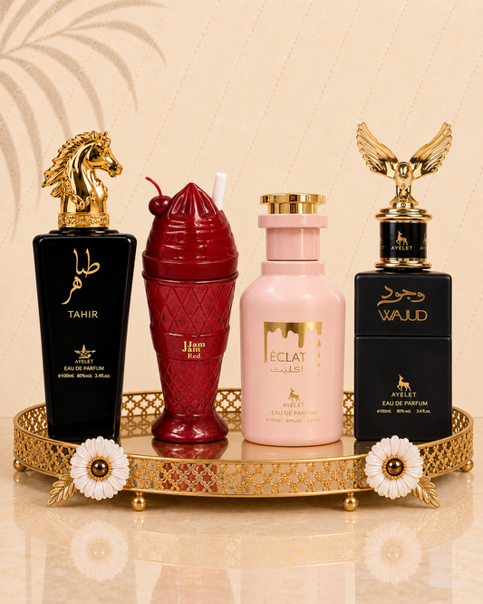 Set 4 Parfumuri Orientale (2x Barbat + 2x Dama) - Tahir + Jam Jam Red + Eclat + Wajud