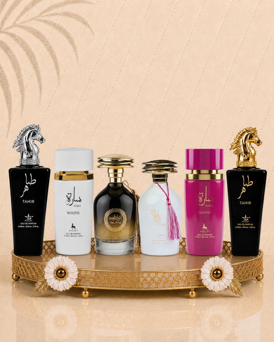 Set 6 Parfumuri Orientale ( 3xDama + 3xBarbat) - Tahir Silver + Tahir Gold + Ibda Al Oud + Aliya + Sara Candy + Sara White