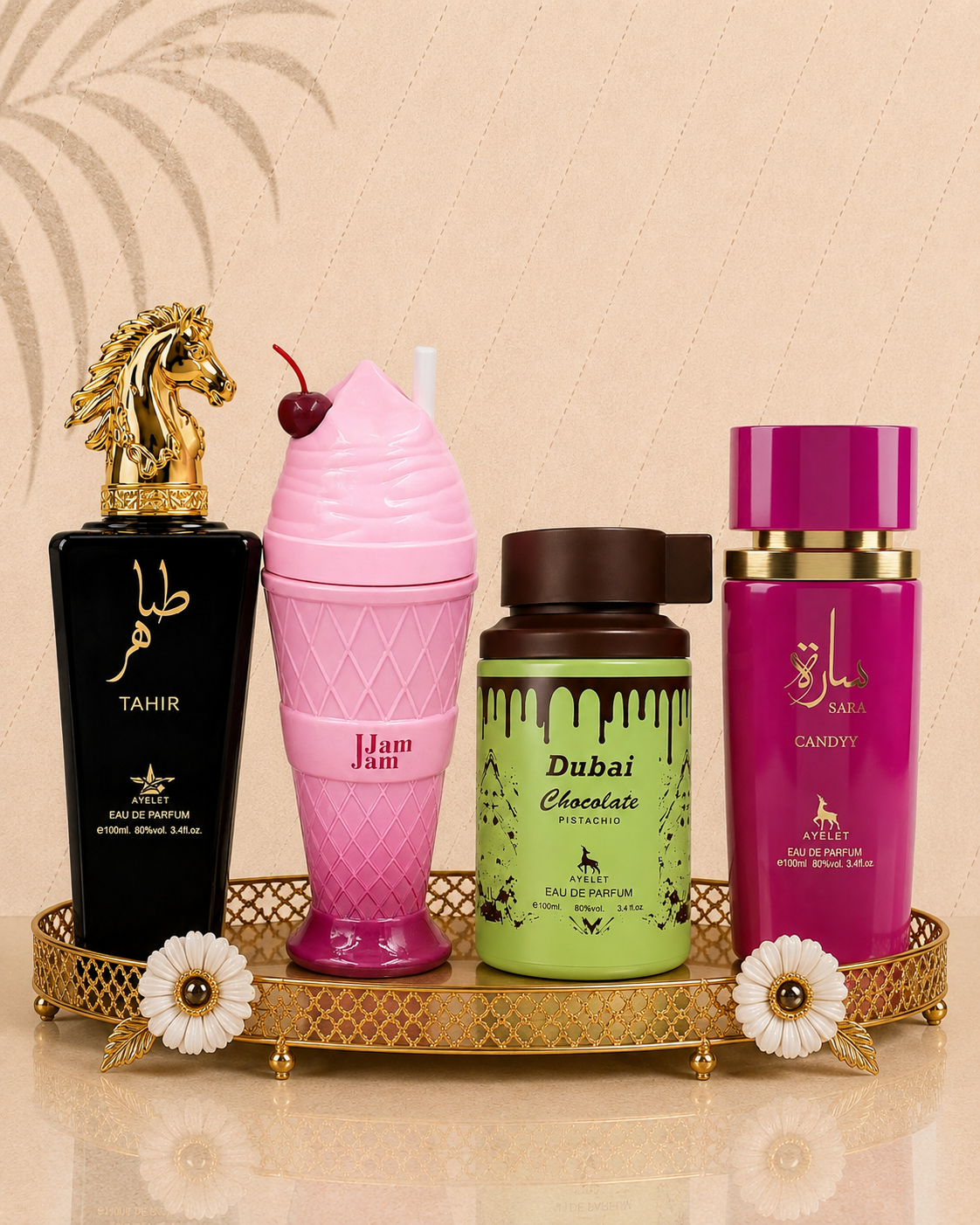 Set 4 Parfumuri Orientale (2x Barbat + 2x Dama) - Tahir + Jam Jam+ Dubai Choco + Sara Candy