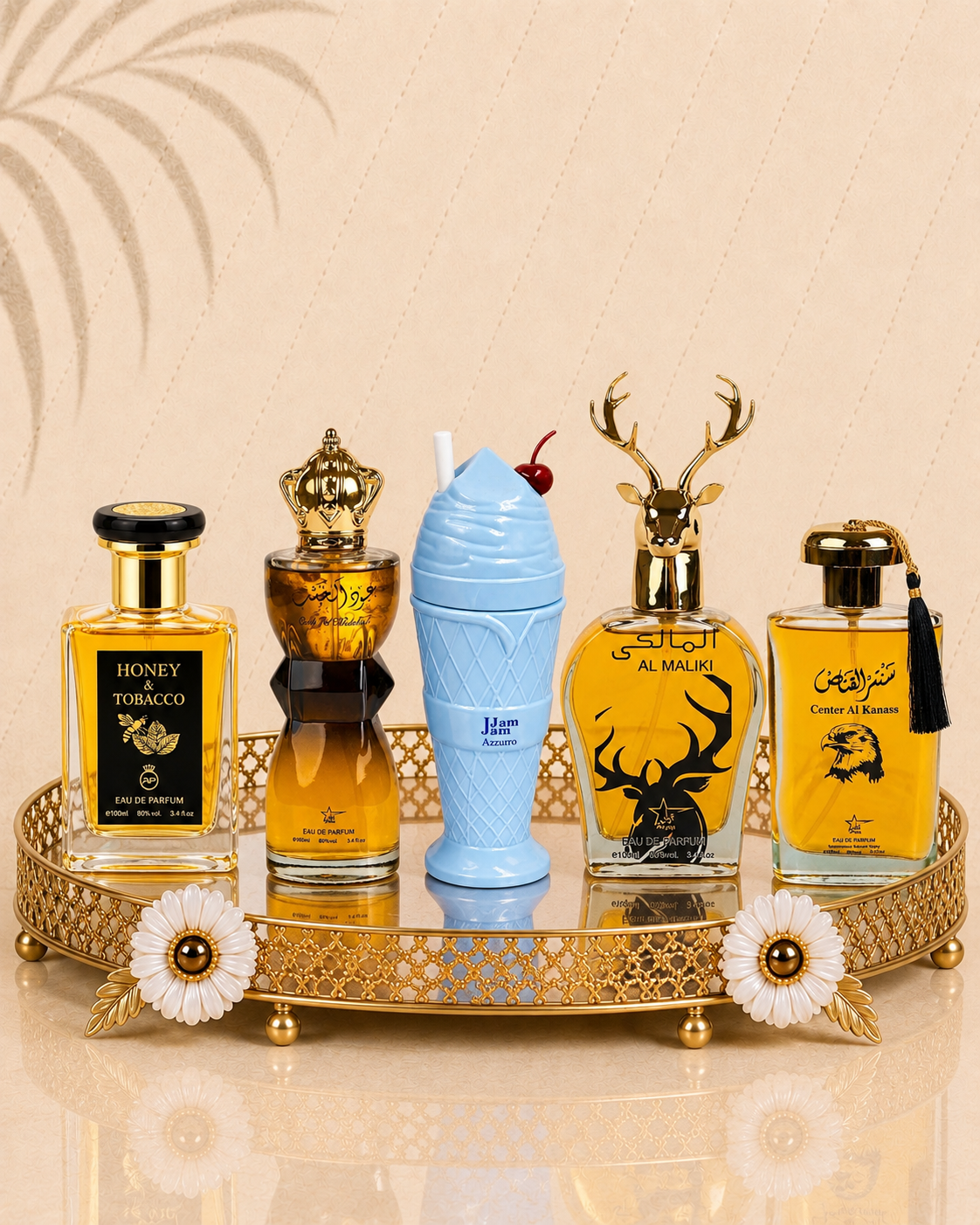 Set 5 Parfumuri Orientale Barbatesti - Honey & Tobacco + Oud Al Khashab + Jam Jam Azzuro + Maliki + Center El Kannas