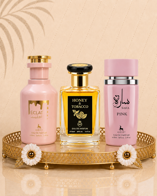 Set 3 Parfumuri Orientale De Dama - Eclat + Honey & Tobacco + Sara Pink