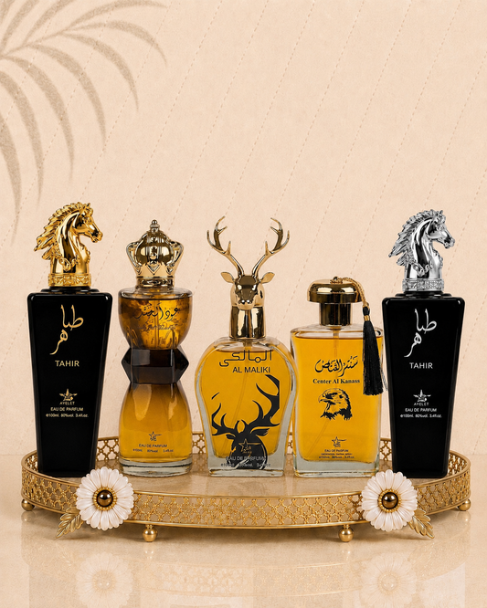 Set 5 Parfumuri Orientale Barbatesti - Tahir Gold + Oud Al Khashab + Tahir Silver + Center El Kannas + Maliki