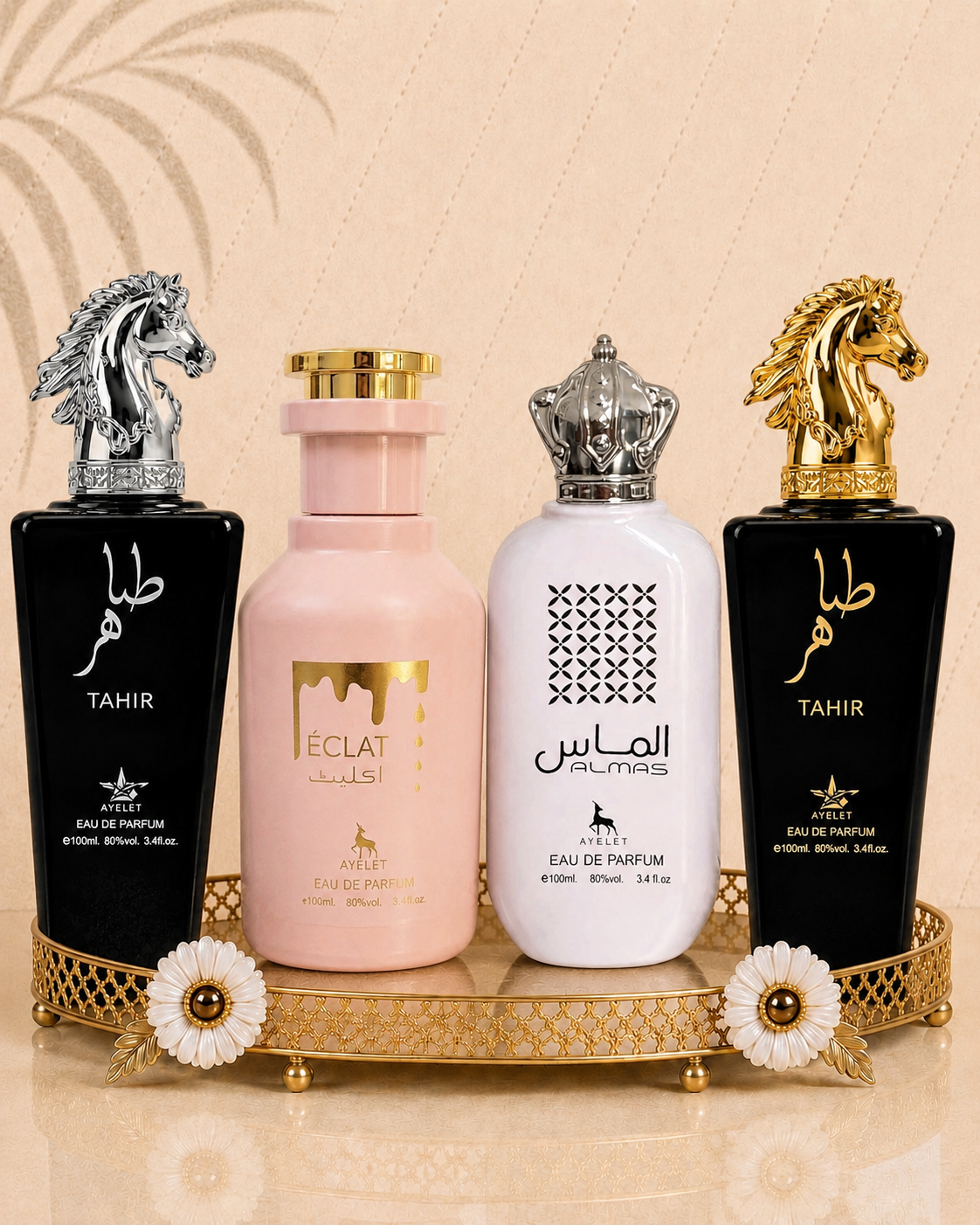 Set 4 Parfumuri Orientale (2x Barbat + 2x Dama) - Tahir Gold + Eclat + Almas + Tahir Silver