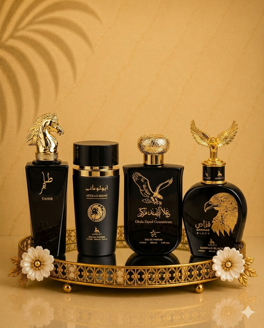 Set 4 Parfumuri Orientale Barbatesti - Tahir + Apollo Black + Ghala Zayed Concentrate + Qannas Black