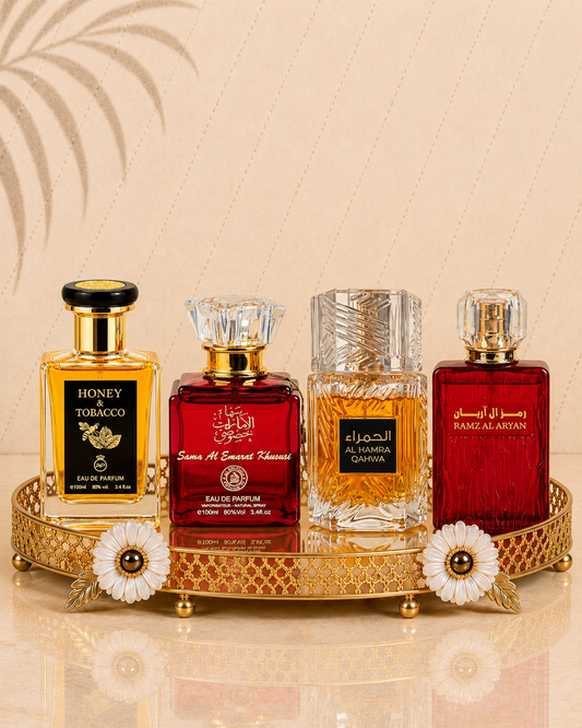 Set 4 Parfumuri Orientale de Dama - Honey & Tobacco + Sama Emarat + Ramz Al Aryan + Al Hamra Qahwa