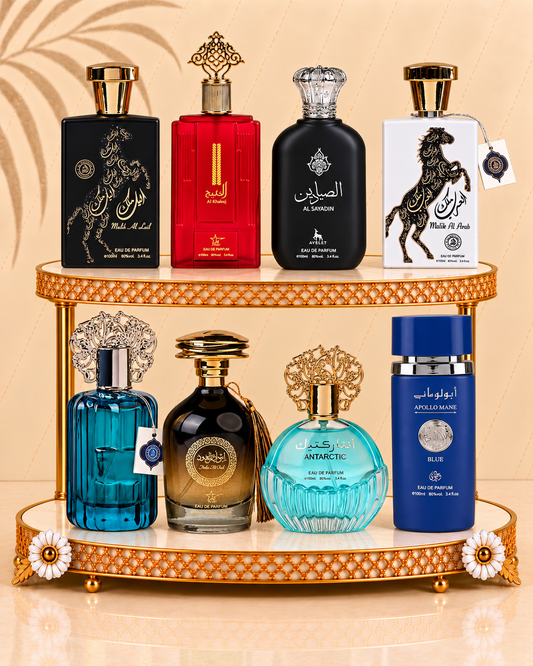 Set 8 Parfumuri Orientale Barbatesti - Malik al Lail + Al Khaleej + Al Sayadin + Malik al Arab + Majd Al Emarat + Ibda al Oud + Antarctic Blue + Apollo Blue