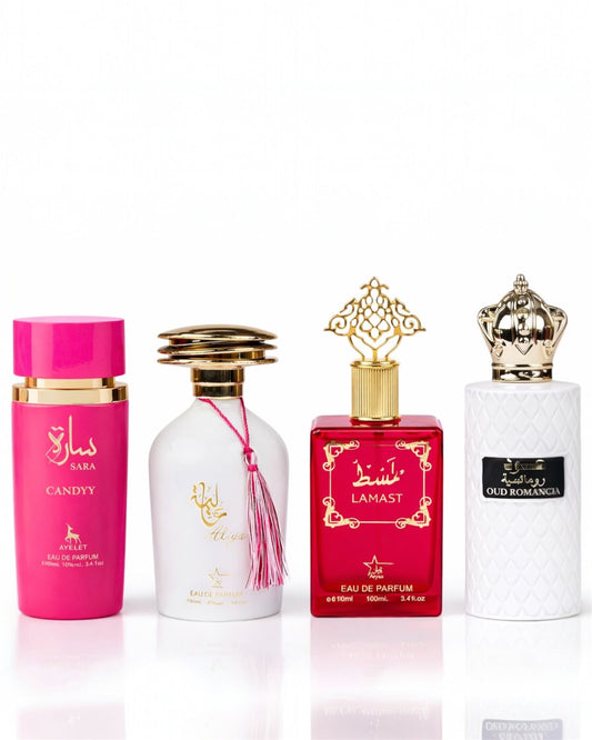 Set 4 Parfumuri Orientale De Dama - Lamast + Aliya + Sara Candy + Oud Romancia