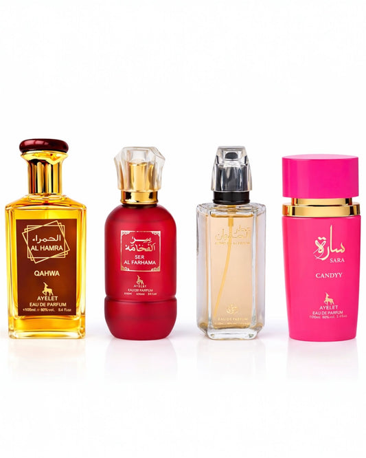 Set 4 Parfumuri Orientale De Dama - Al Hamra Qahwa + Ser al Fakhama + Attar al Safwaan + Sara Candy
