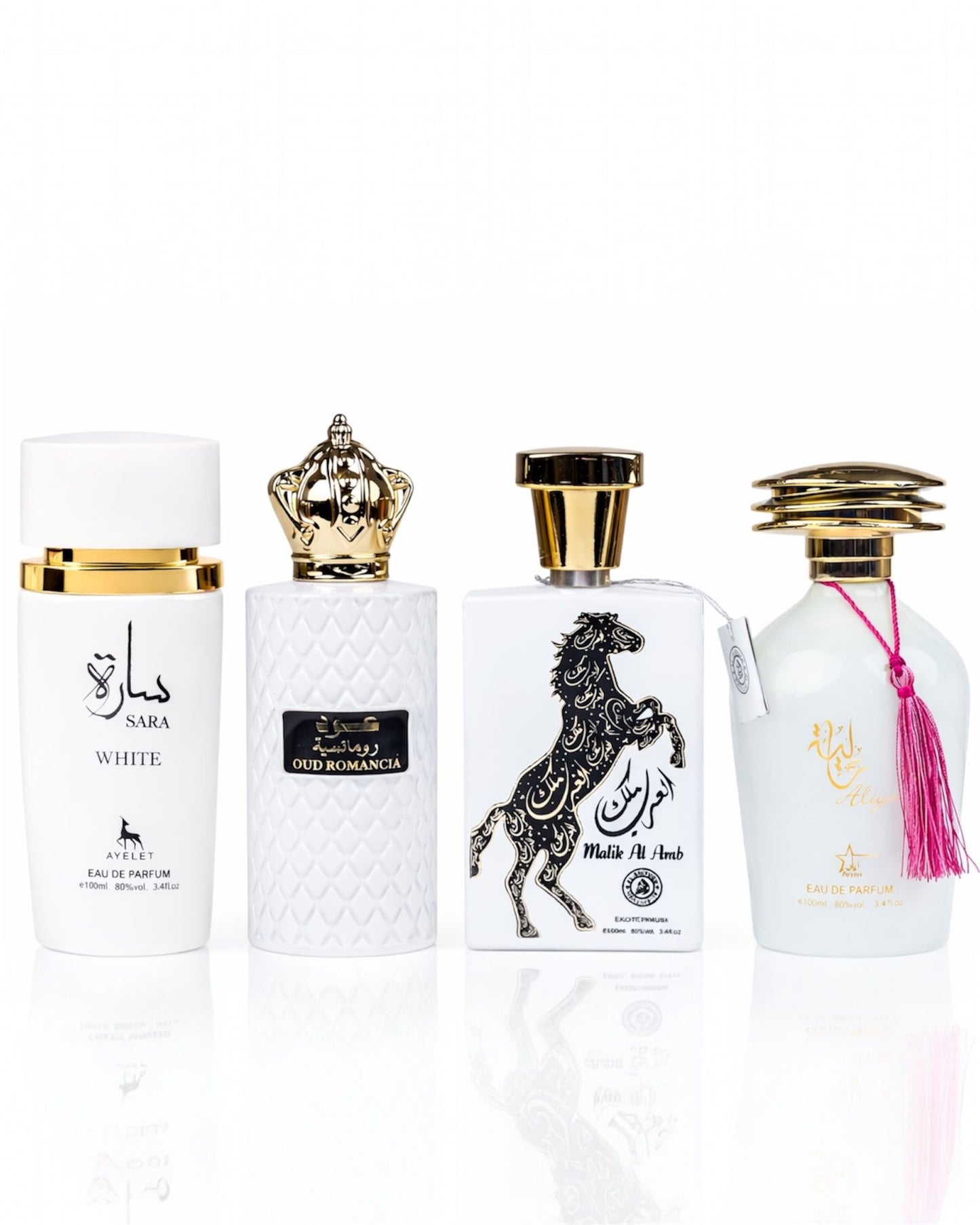 Set 4 Parfumuri Orientale ( 2xDama + 2xBarbat) - Sara White + Oud Romancia + Malik Arab + Aliya