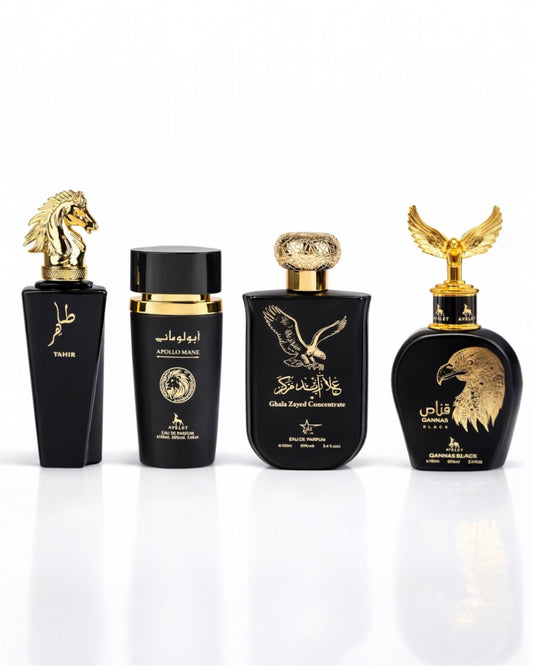 Set 4 Parfumuri Orientale Barbatesti - Tahir + Apollo Black + Ghala Zayed Concentrate + Qannas Black