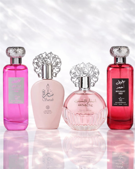 Set 4 Parfumuri Orientale De Dama - Mousuff Red + Sarah + Antartic Pink + Mousuff Pink