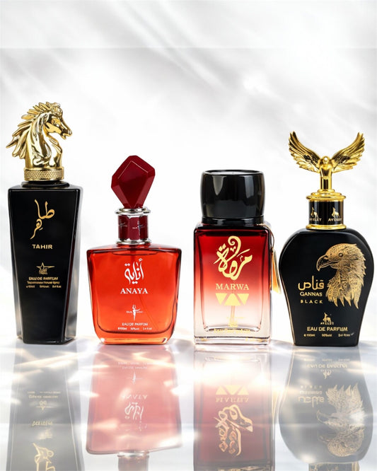 Set 4 Parfumuri Orientale ( 2xDama + 2xBarbat) - Tahir + Marwa + Anaya + Qannas Black