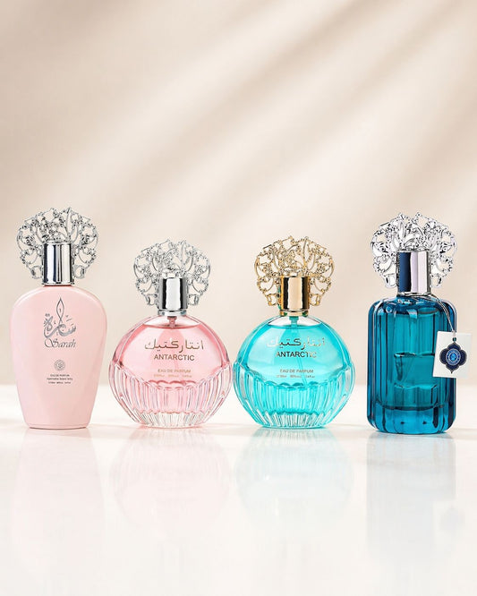 Set 4 Parfumuri Orientale ( 2xDama + 2xBarbat ) - Sarah + Antartic Pink + Antartic Blue + Majd al Emarat