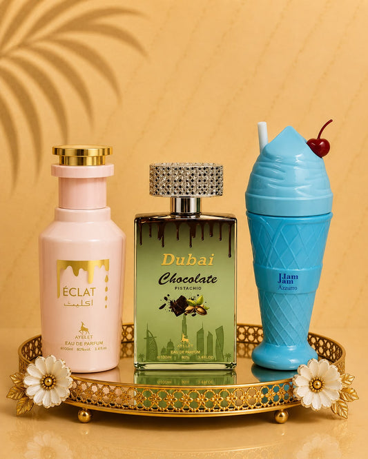 Set 3 Parfumuri Orientale de Dama -  Eclat + Dubai Chocolate + Jam Jam