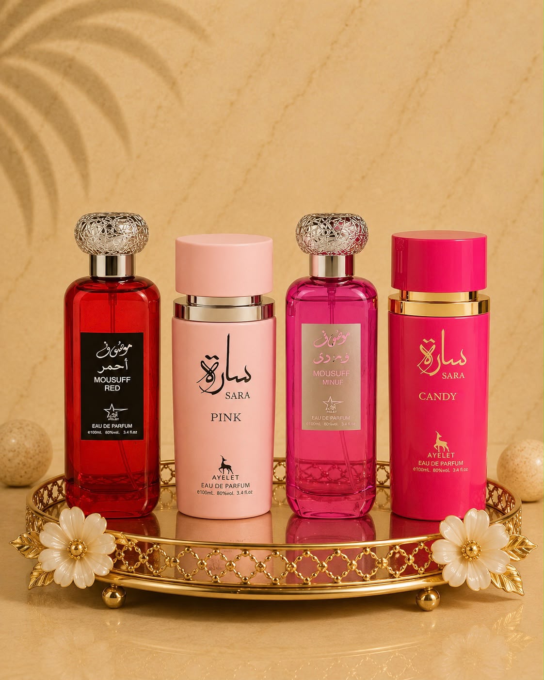 Set 4 Parfumuri Orientale De Dama - Mousuff Red + Sara Pink+ Sara Candy+ Mousuff Pink