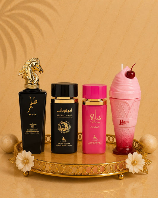 Set 4 Parfumuri Orientale ( 2xDama + 2xBarbat ) - Jam Jam + Sara Candy + Tahir + Apollo Black
