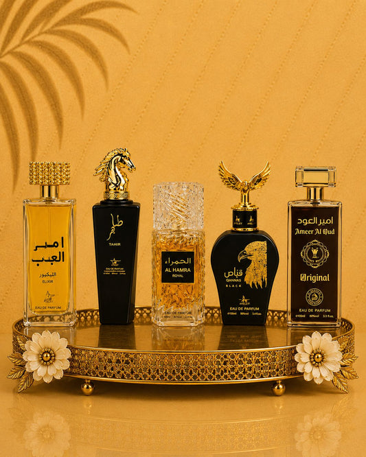 Set 5 Parfumuri Orientale De Barbati - Ameer Arab Elixir + Tahir + Qannas Black + Ameer Oud Original + Al Hamra Royal