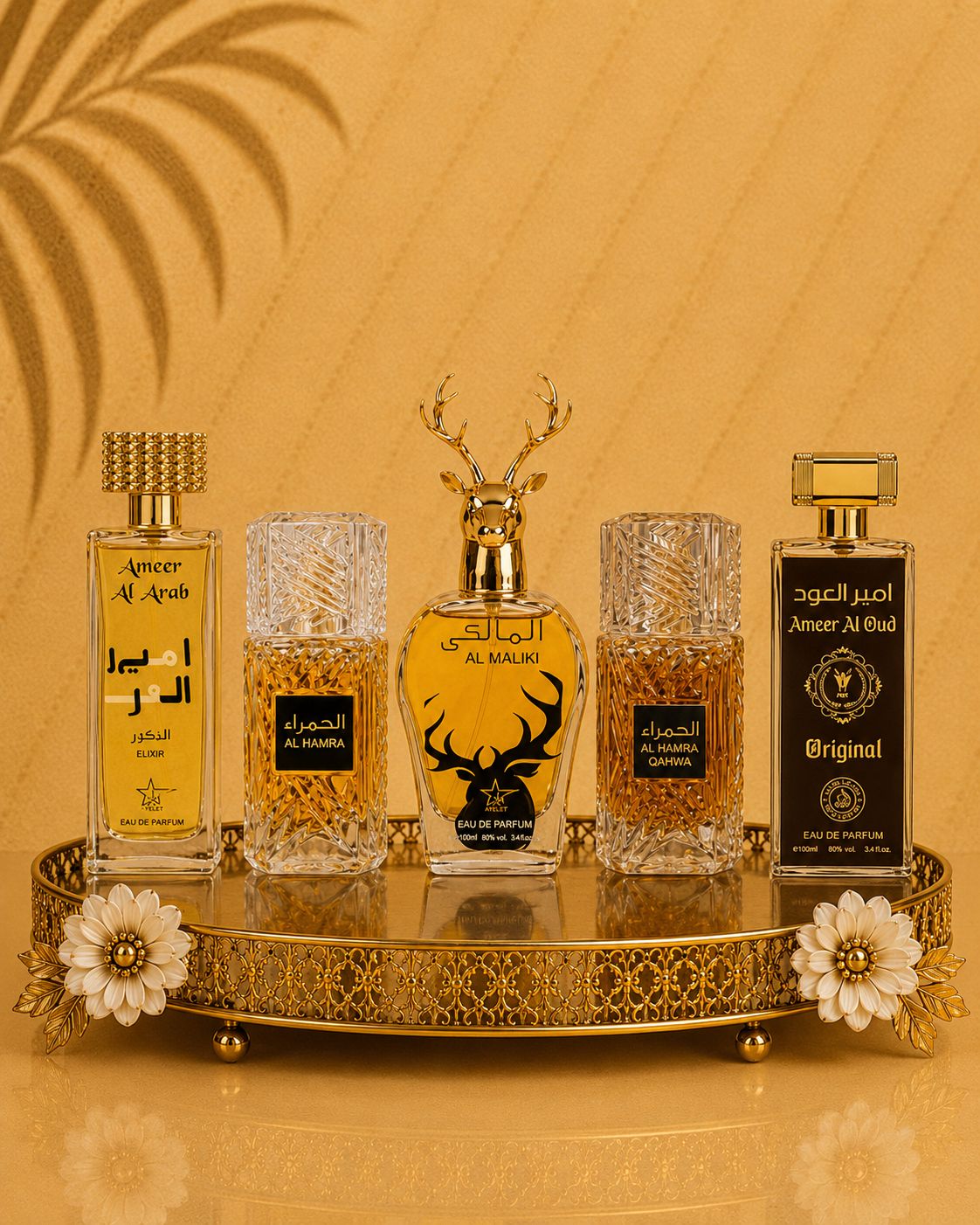 Set 5 Parfumuri Orientale De Barbati - Ameer Arab Elixir + Al Hamra Royal + Maliki + Al Hamra Qahwa + Ameer Oud Original