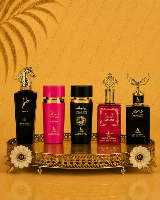 Set 5 Parfumuri Orientale ( 2xDama + 3xBarbat) - Lamast + Sara Candy + Apollo Black + Tahir + Wajud