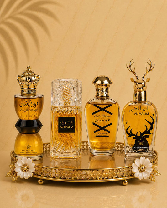 Set 4 Parfumuri Orientale De Barbati -  Al Hamra Royal + Oud Modern + Oud al Khashab + Maliki