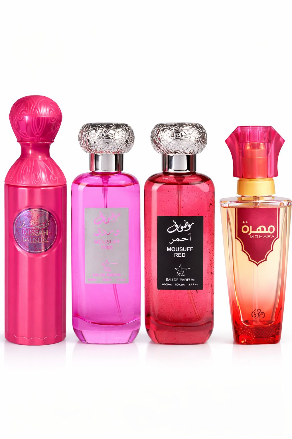 Set 4 Parfumuri Orientale De Dama - Qissah Pink + Mousuff Pink + Mousuff Red + Mohara
