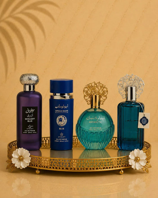 Set 4 Parfumuri Orientale Barbatesti - Mousuff Blue + Apollo Blue + Antartic Blue + Majd al Emarat