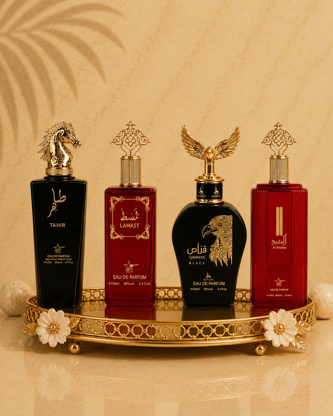 Set 4 Parfumuri Orientale ( 2xDama + 2xBarbat) - Tahir + Lamast + Al Khaleej + Qannas Black